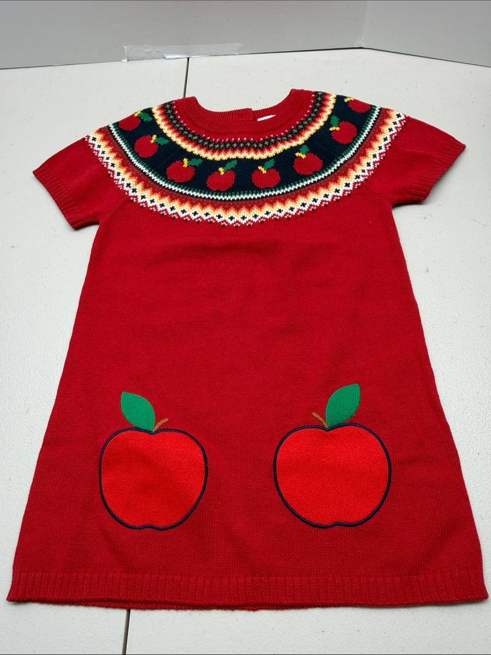 Gymboree Red Knit Apple Yoke Dress. No tag. Size 3T